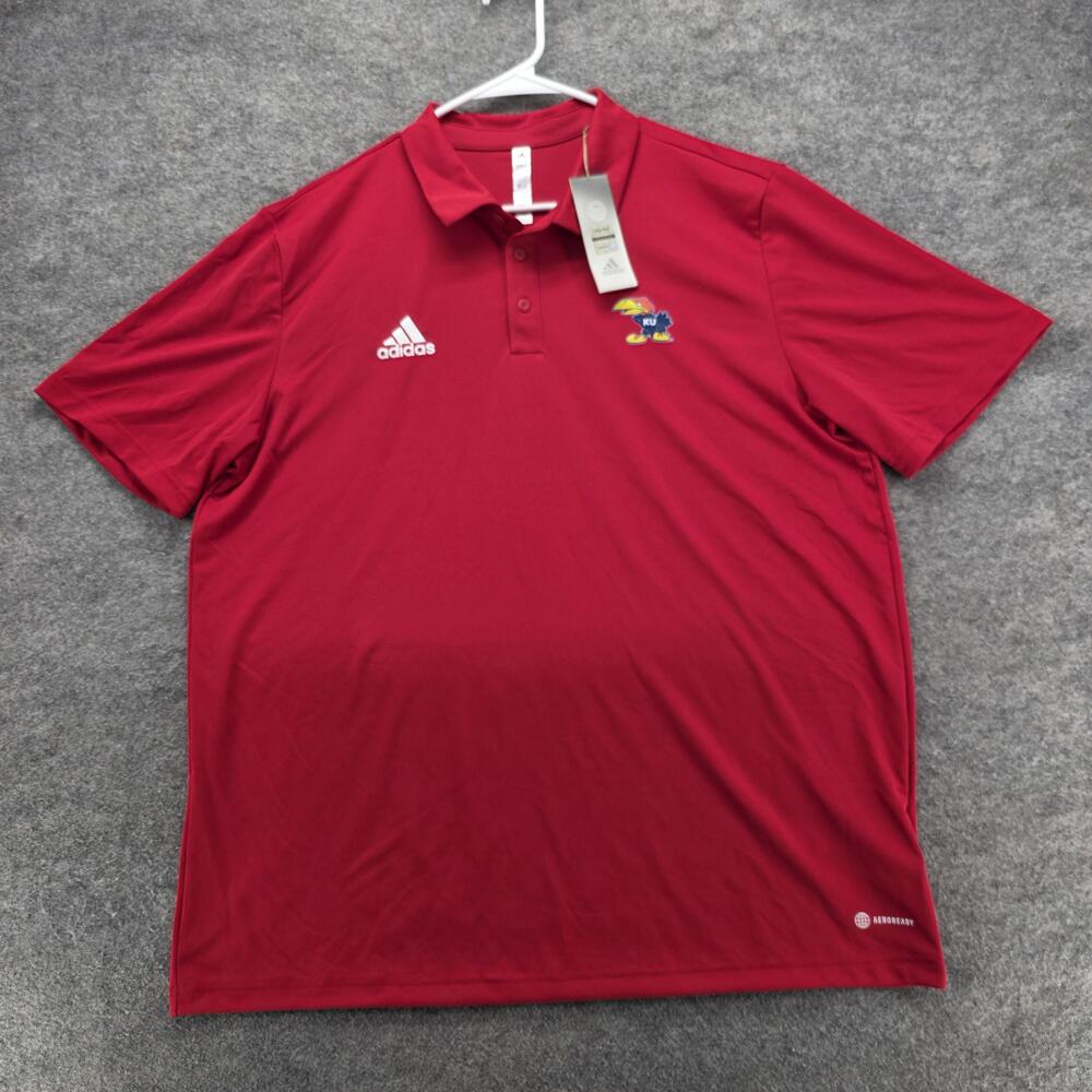 Kansas Jayhawks Shirt Mens XL NCAA Basketball Polo College Vault Adidas AEROREAD